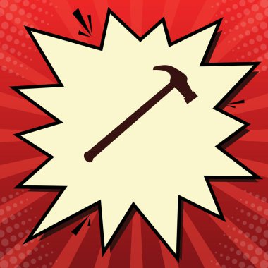 Basit simge gördüm. Vektör. Limon şifon çekim kabarcığın ışınları ile kırmızı popart arka plan, koyu kırmızı simge.