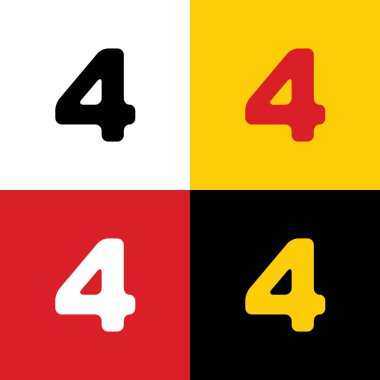 4 numaralı işaret tasarım şablonu öğesi. Vektör. Arka plan olarak karşılık gelen Colors Alman bayrağı simgeleri.