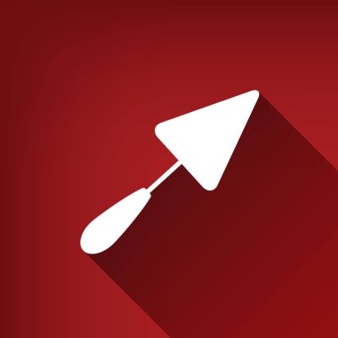 Mala işaret. Vektör. Yakut kırmızı arka plan, sınırsız gölge beyaz simgesi.