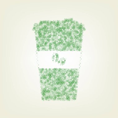 TV mikrofon işaret illüstrasyon. Vektör. Yeşil altıgen rastered simge ve noised opaklık ve boyut olarak merkezi ışık ile açık yeşil renkli.