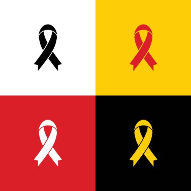 Siyah farkındalık şerit işareti. Vektör. Arka plan olarak karşılık gelen Colors Alman bayrağı simgeleri.