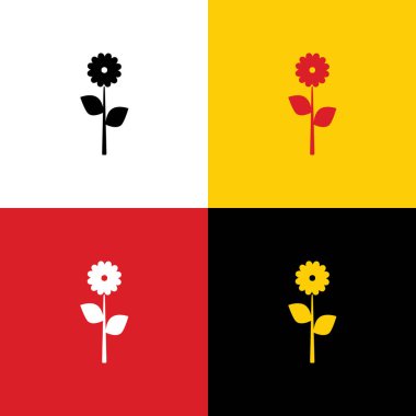 Çiçek işareti illüstrasyon. Vektör. Arka plan olarak karşılık gelen Colors Alman bayrağı simgeleri.