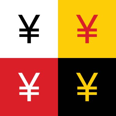 Yen işareti. Vektör. Arka plan olarak karşılık gelen Colors Alman bayrağı simgeleri.