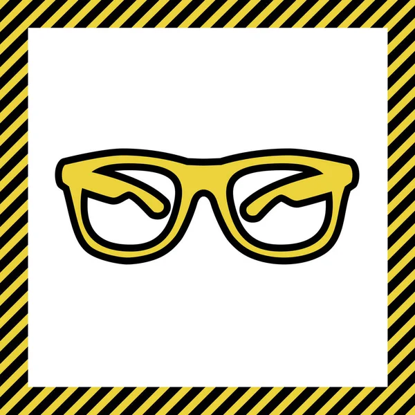 Gafas Sol Signo Ilustración Vector Icono Amarillo Cálido Con Contorno — Vector de stock