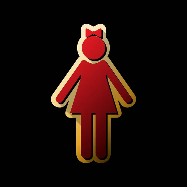 Mädchen Zeichen Illustration Vektor Rotes Symbol Mit Kleinen Schwarzen Und — Stockvektor