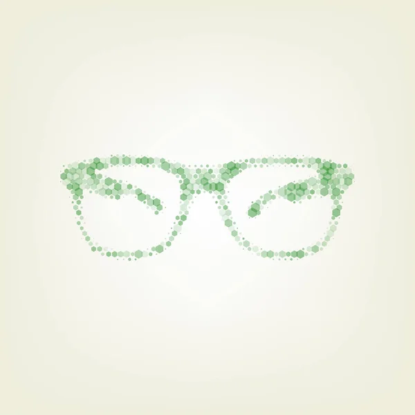 Sonnenbrille Zeichen Illustration Vektor Grünes Sechseck Gerastertes Symbol Und Geräuschte — Stockvektor