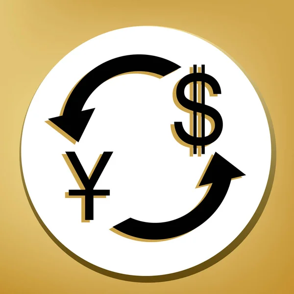 Знак Обмена Валюты Китайский Юань Американский Доллар Вектор Черная Икона — стоковый вектор