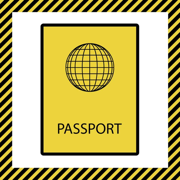Passport Sign Illustration Vector Warm Yellow Icon Black Contour Frame — Stock Vector