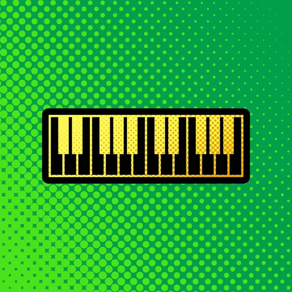 Piano Toetsenbord Teken Vector Pop Art Oranje Tot Gele Stippen — Stockvector