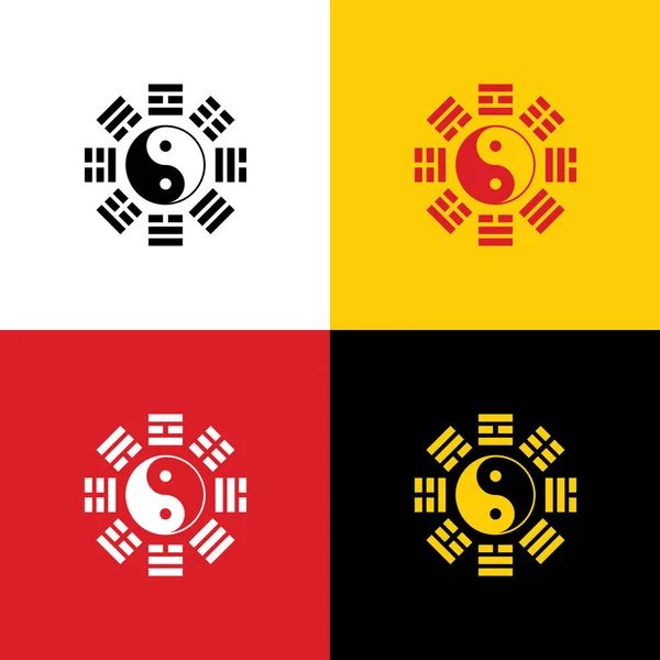 Yin Yang Assinam Com Arranjo Bagua Vector Ícones Bandeira Alemã —  Vetores de Stock