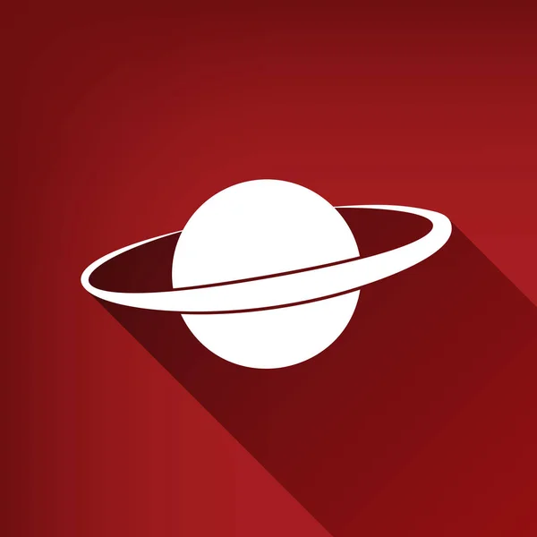 Planeta Semnul Spaţial Vector Pictograma Albă Umbră Nelimitată Fundal Roșu — Vector de stoc
