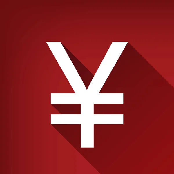 Yen Tecken Vektor Vit Ikon Med Gränslös Skugga Ruby Röd — Stock vektor