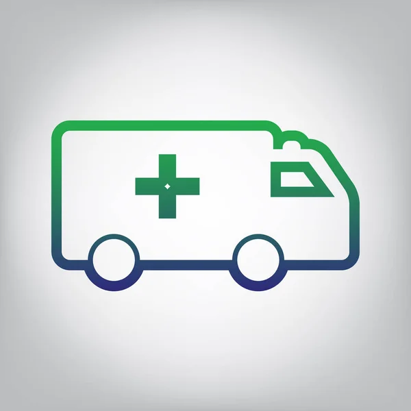 Ambulance Sign Illustration Vector Green Blue Gradient Contour Icon Grayish — Stock Vector