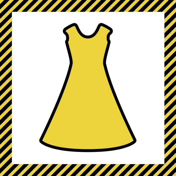 Hermoso Signo Vestido Largo Vector Icono Amarillo Cálido Con Contorno — Vector de stock