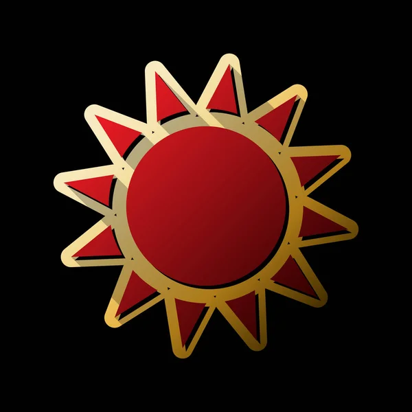 Illustration Signe Solaire Vecteur Icône Rouge Avec Petites Ombres Noires — Image vectorielle
