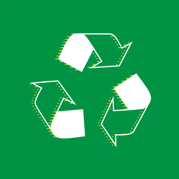 Logo Kavramı Geri Dönüşüm Vektör Yeşil Arka Plan Sarı Çizgili — Stok Vektör