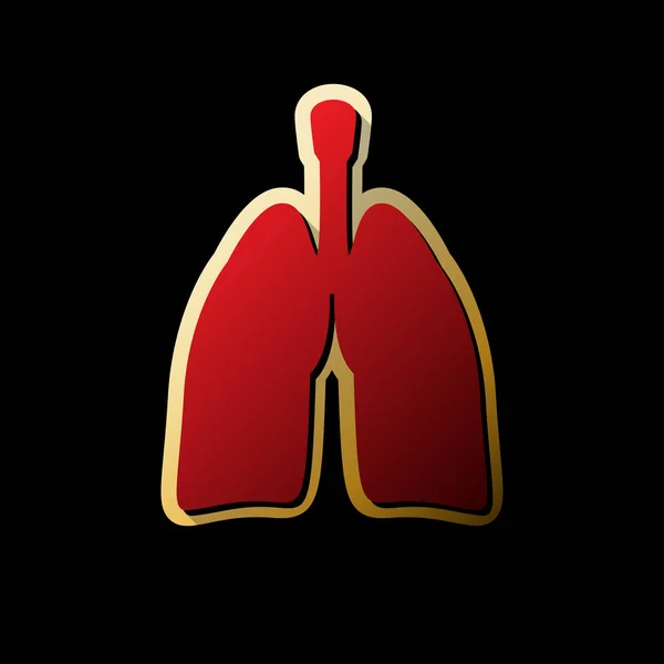 Anatomia Umana Segno Polmonare Vettore Icona Rossa Con Piccole Ombre — Vettoriale Stock