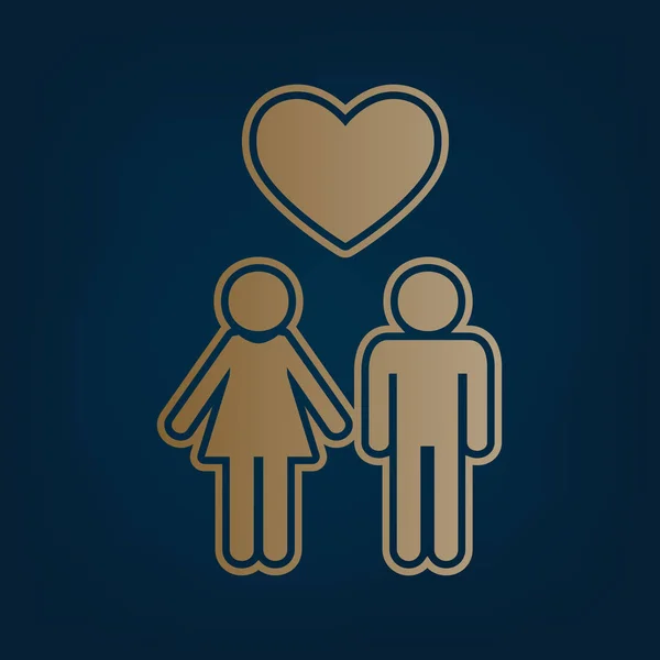 Aile Simgesi Kalp Ile Karı Koca Birbirlerinin Ellerini Tutulur Seviyorum — Stok Vektör