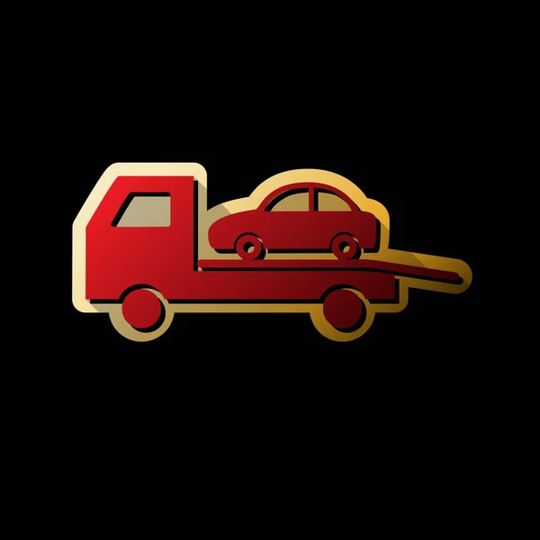 Panneau Évacuation Wagon Remorqueur Vecteur Icône Rouge Avec Petites Ombres — Image vectorielle