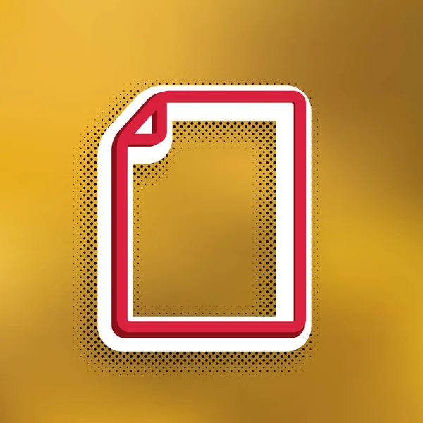 垂直文档符号插图 洋红色图标与较深的阴影 白色贴纸和黑色的流行阴影在金色的背景 — 图库矢量图片
