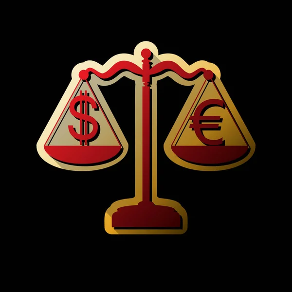 Justice Scales Currency Exchange Sign Vector Red Icon Small Black — Stock Vector