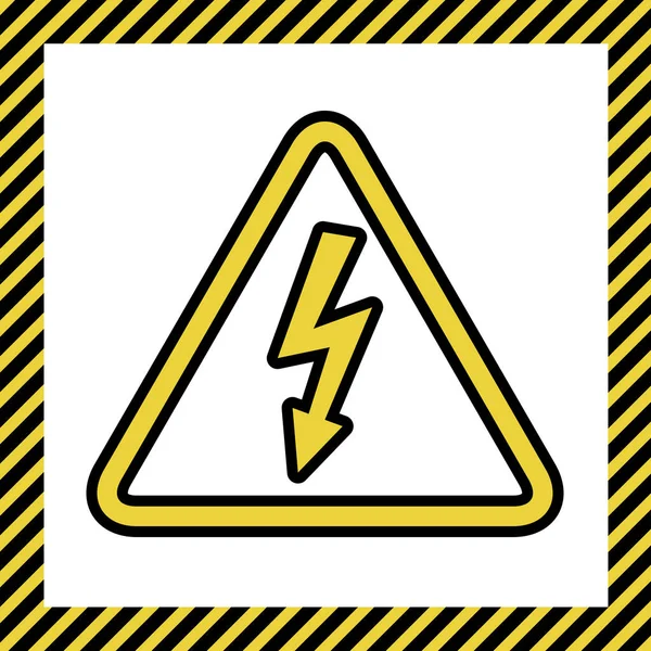 Signal Danger Haute Tension Vecteur Icône Jaune Chaud Avec Contour — Image vectorielle