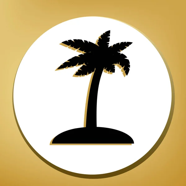 Знак Кокосовой Пальмы Вектор Черная Икона Светло Коричневой Тенью Белом — стоковый вектор