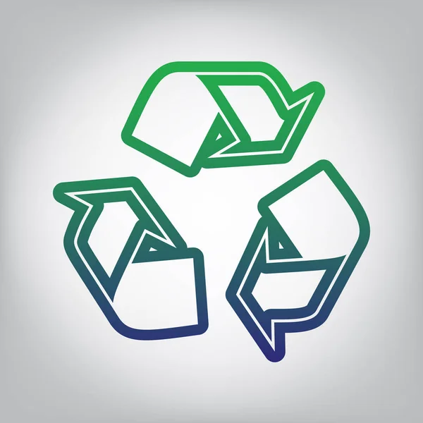 Recycling Logo Konzept Vektor Grüne Bis Blaue Gradienten Kontursymbole Auf — Stockvektor