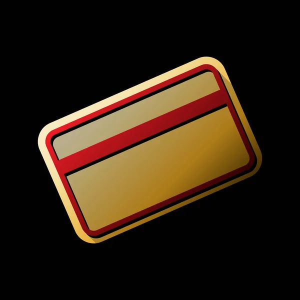 ダウンロードのためのクレジット カードのシンボル ベクトル 黒い背景と金色のステッカーで小さな黒と無限の影の付いた赤いアイコン — ストックベクタ