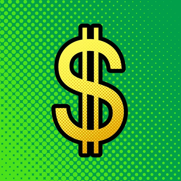 Signo Del Dólar Los Estados Unidos Vector Pop Art Icono — Vector de stock