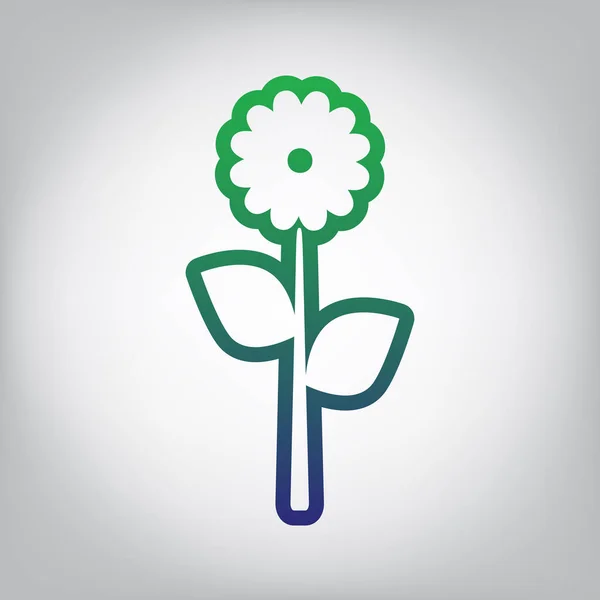 Flower Tecken Illustration Vektor Grönt Till Blå Tonad Kontur Ikonen — Stock vektor