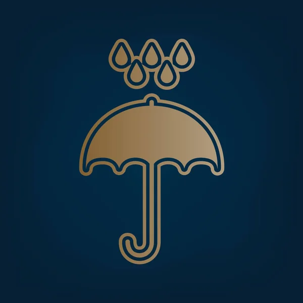 Deštník Kapkami Vody Déšť Symbol Ochrany Plochý Design Styl Vektor — Stockový vektor