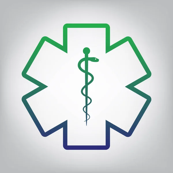 Symbole Médical Urgence Étoile Vie Vecteur Icône Contour Dégradé Vert — Image vectorielle