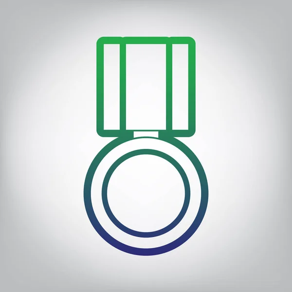 Illustration Signe Médaille Vecteur Icône Contour Dégradé Vert Bleu Sur — Image vectorielle