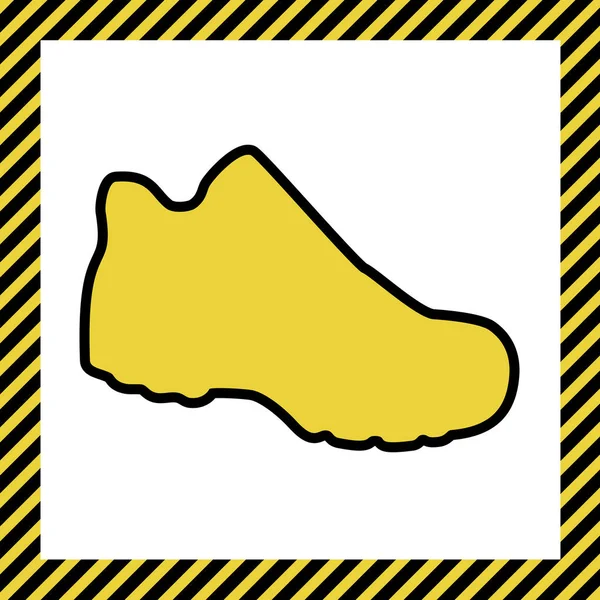 Boot Znamení Vektor Teplá Žlutá Ikona Černými Obrysy Rámečku Názvem — Stockový vektor