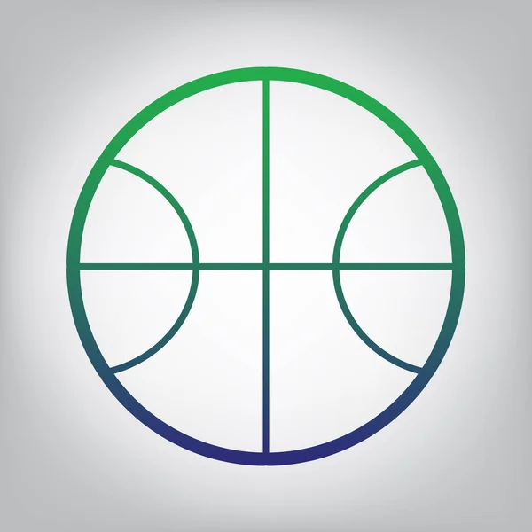 Basketbol Topu Işareti Illüstrasyon Vektör Yeşil Işık Center Grimsi Arka — Stok Vektör