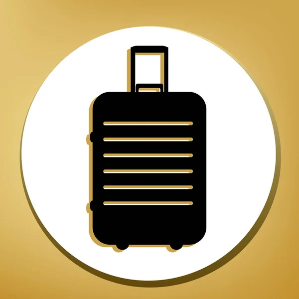 Illustration Des Panneaux Bagages Vecteur Icône Noire Avec Ombre Marron — Image vectorielle