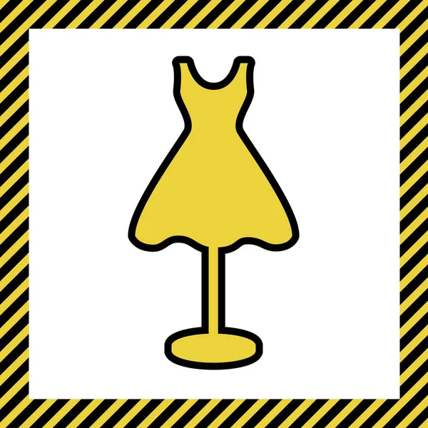 有衣服标志的人体模型 温暖的黄色图标与黑色轮廓的框架命名为正在建设中的白色背景 — 图库矢量图片