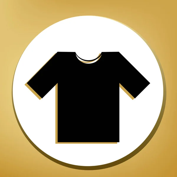 T恤标志例证 黑色图标与浅棕色阴影在白色圈子与形状圆环在金黄背景 — 图库矢量图片