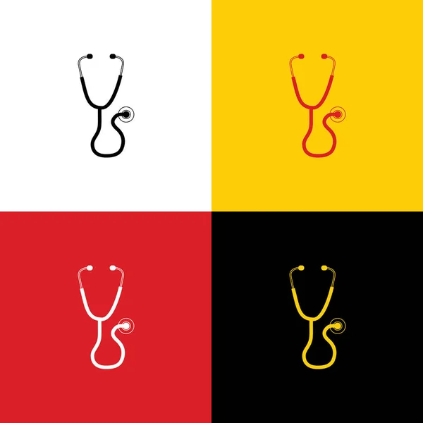 Stethoscope Sign Illustration Vector Icons German Flag Corresponding Colors Background — Stock Vector