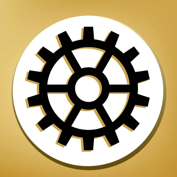 Schaltgetriebe Vektor Schwarzes Symbol Mit Hellbraunem Schatten Weißem Kreis Mit — Stockvektor