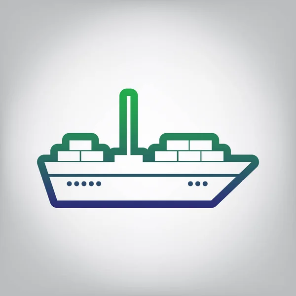 Hajó Jel Illusztráció Vektor Zöld Kék Átmenetes Kontúr Ikon Szürkés — Stock Vector