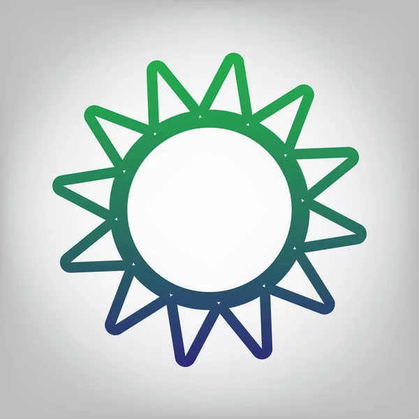 Sun Sign Illusztráció Vektor Zöld Kék Átmenetes Kontúr Ikon Szürkés — Stock Vector