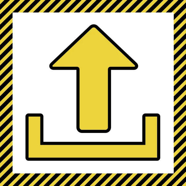 上传签名图 温暖的黄色图标与黑色轮廓的框架命名为正在建设中的白色背景 — 图库矢量图片