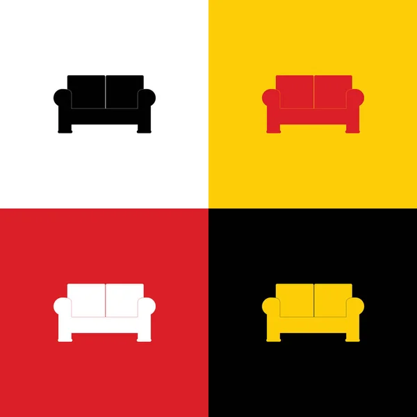 Sofá Signo Ilustración Vector Iconos Bandera Alemana Los Colores Correspondientes — Vector de stock