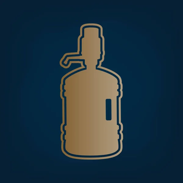 Silueta Botella Plástico Con Agua Sifón Vector Icono Dorado Borde — Archivo Imágenes Vectoriales