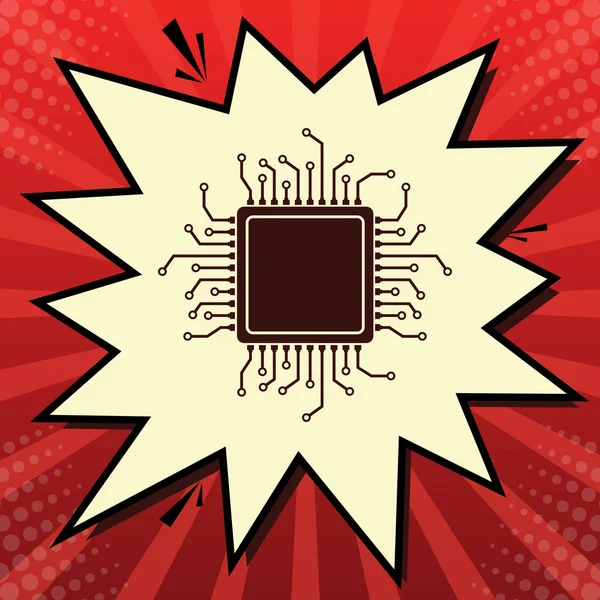 Illustrazione Microprocessore Cpu Vettore Icona Rosso Scuro Chiffon Limone Bolla — Vettoriale Stock