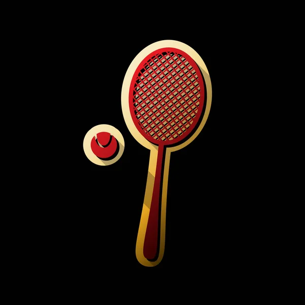 Теннисная Ракетка Знаком Мяча Вектор Красная Иконка Маленькими Черными Безграничными — стоковый вектор