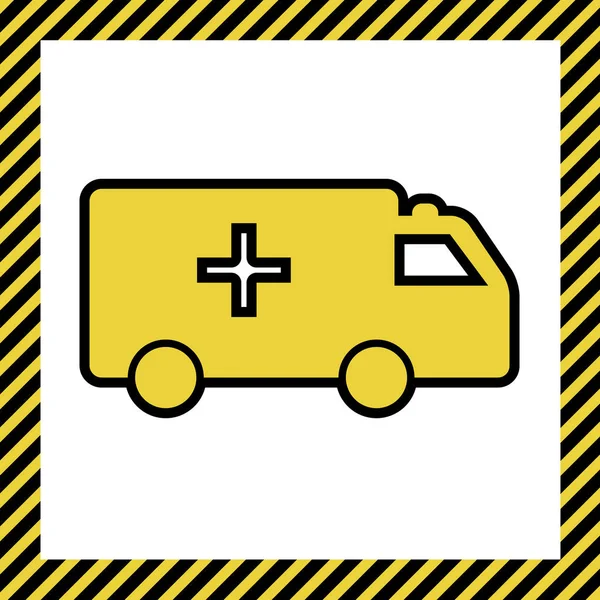 Ilustração Sinal Ambulância Vector Ícone Amarelo Quente Com Contorno Preto —  Vetores de Stock