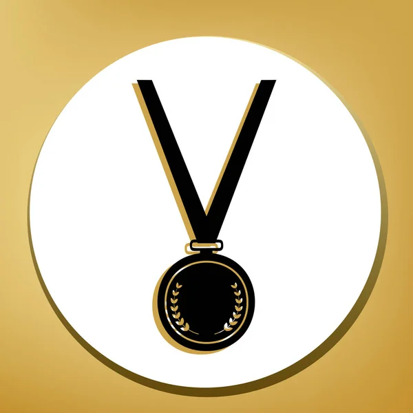 Medal Prostego Logowania Wektor Czarna Ikona Jasny Brązowy Cień Białym — Wektor stockowy